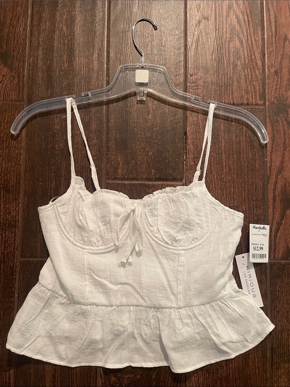 Kirious Los Angeles White Ruffle Hem Crop Top